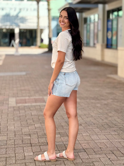 Judy Blue Frayed Summertime Denim Shorts - Reg/Curvy