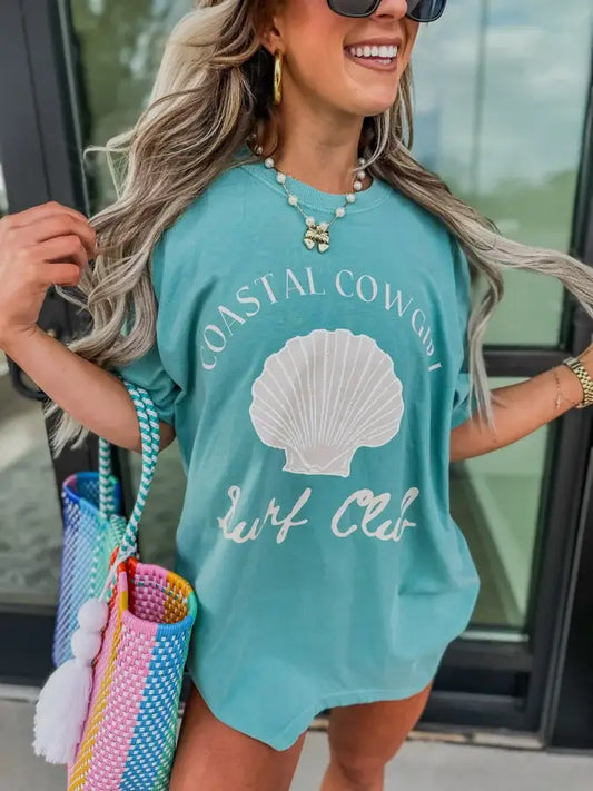 Coastal Cowgirl Surf Club - Seafoam Comfort Colors Tee