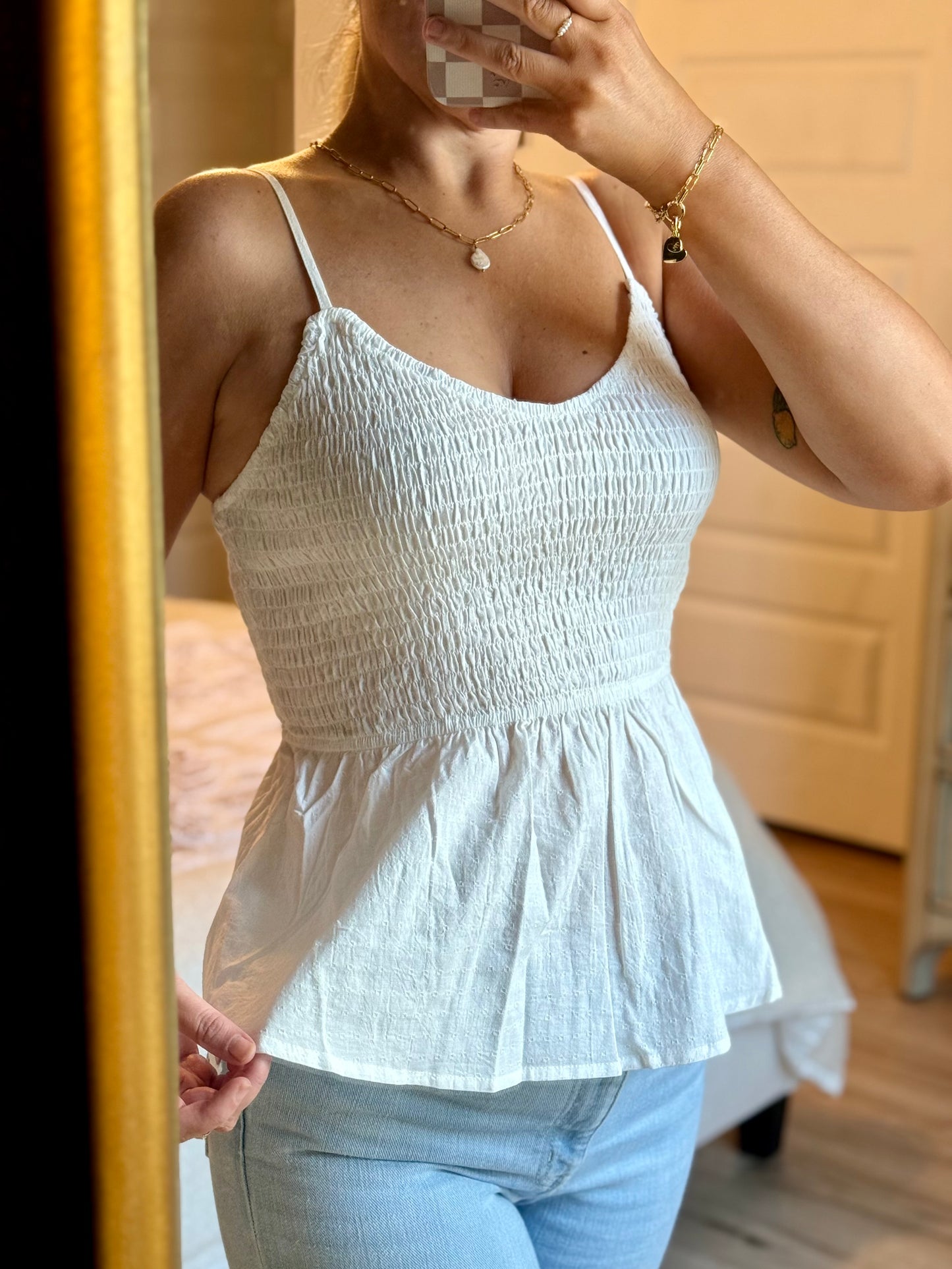The Salty Air Smocked Cami - Ivory