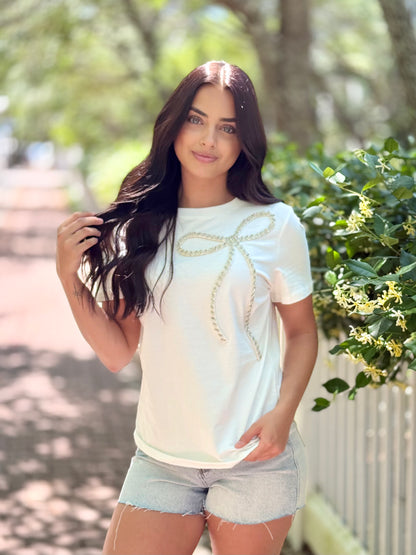 Rhinestone Bow Tee