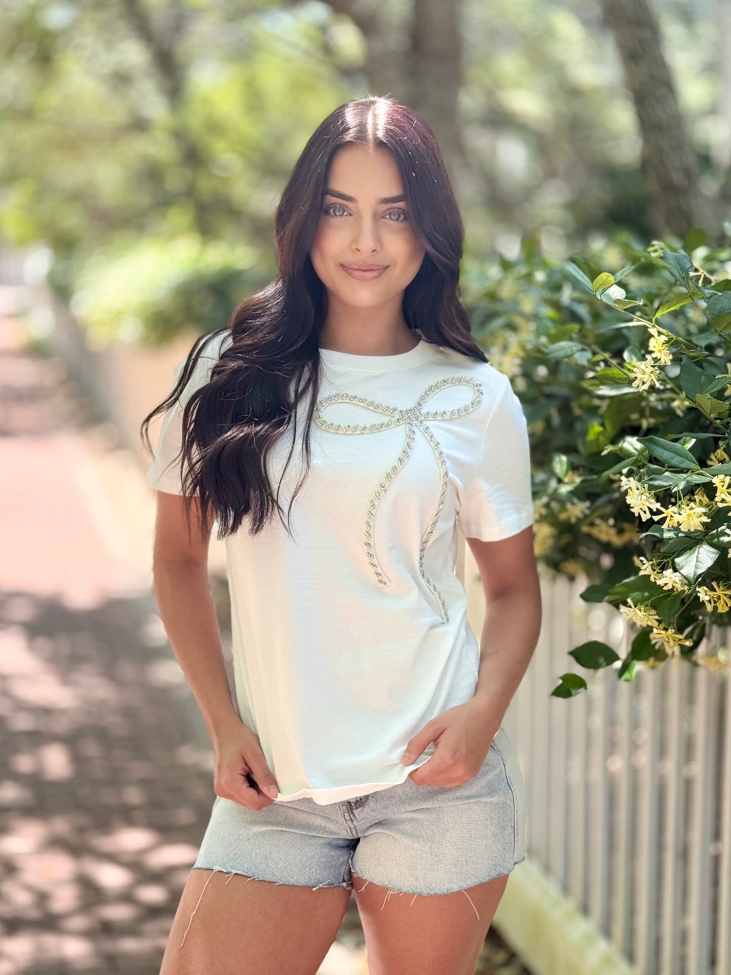 Rhinestone Bow Tee